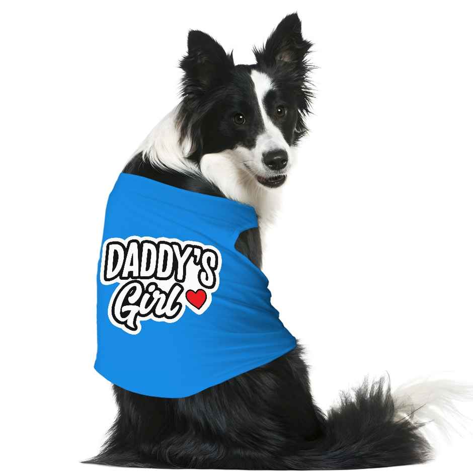 PawsIndia Sleeveless Printed Dog T-Shirt - Daddy's Girl | S - Blue