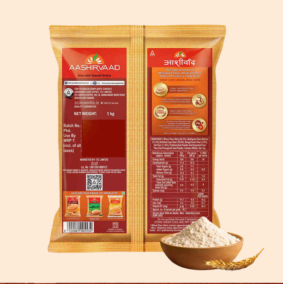 Aashirvaad Atta With High Protein | Multigrain Mix With Soya | 25% Daily Protein From 3 Rotis