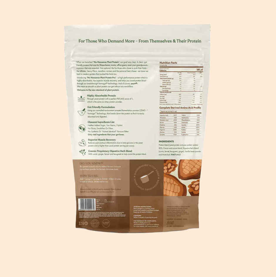 Cosmix No-Nonsense Pro Plant Protein Indonesian Cacao, 26g Protein