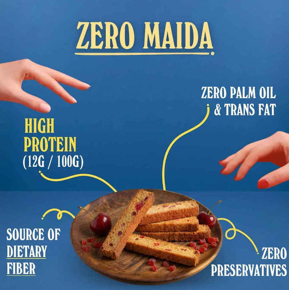 The Baker's Dozen Fruit Cake Rusk | High Protein | Zero Maida | Atta Rusk | Zero Palm Oil