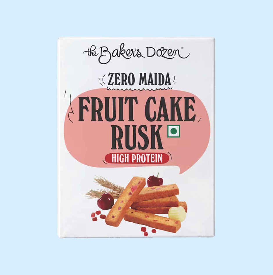 The Baker's Dozen Fruit Cake Rusk | High Protein | Zero Maida | Atta Rusk | Zero Palm Oil