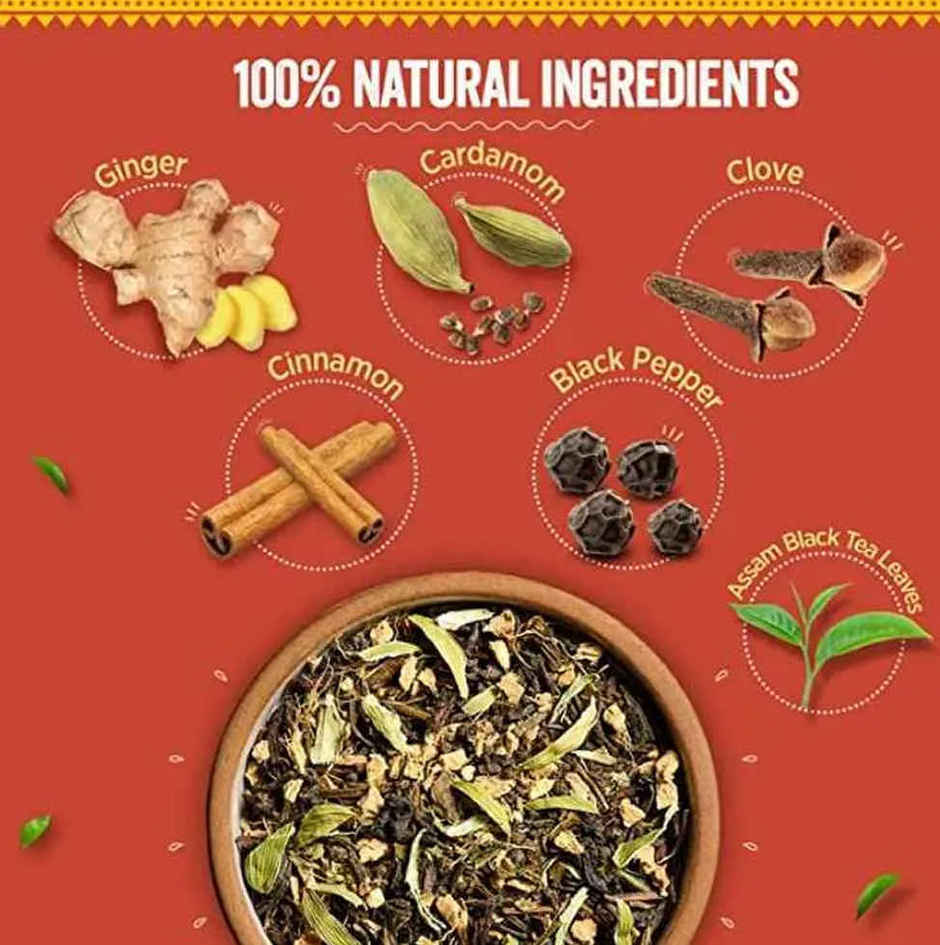 Chaayos Masala Chai Tea Bags-Assam Black Tea With Natural Spices