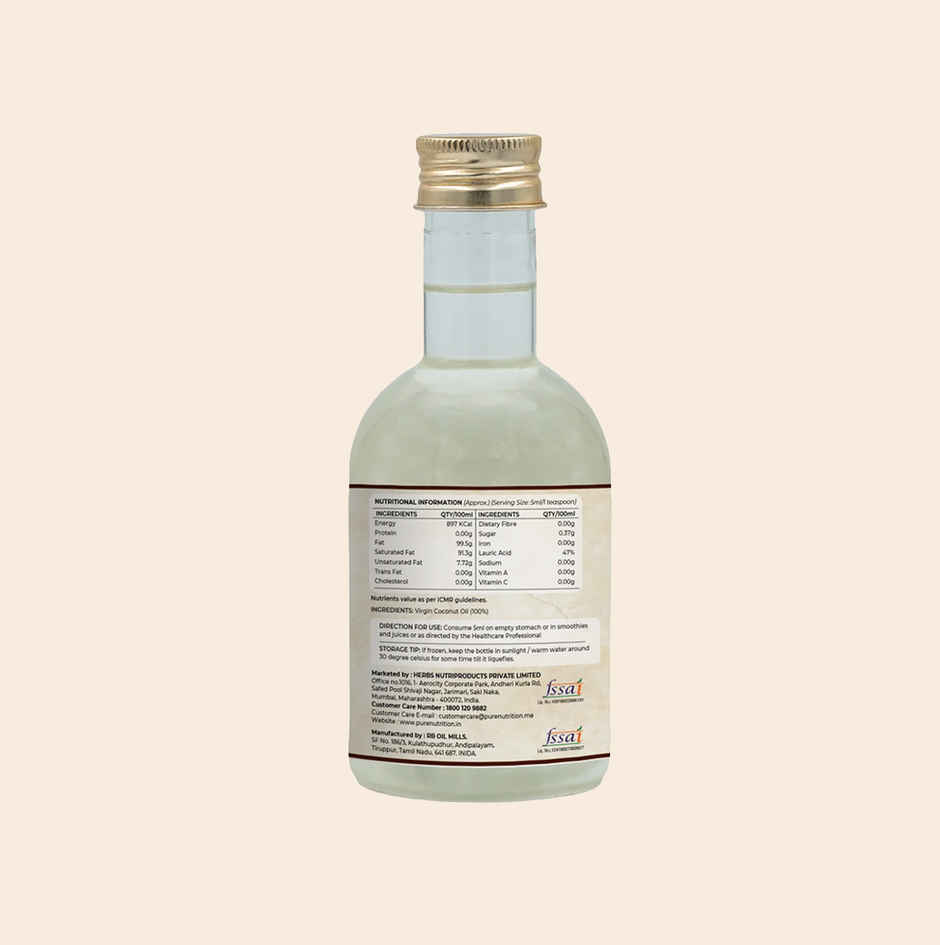 Pure Nutrition Virgin Coconut Oil | Cold Pressed | A1 Grade | Pure & Unrefined