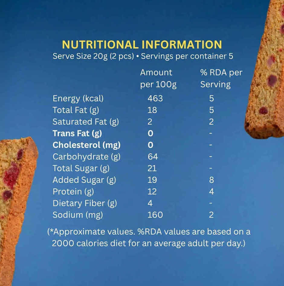 The Baker's Dozen Fruit Cake Rusk | High Protein | Zero Maida | Atta Rusk | Zero Palm Oil