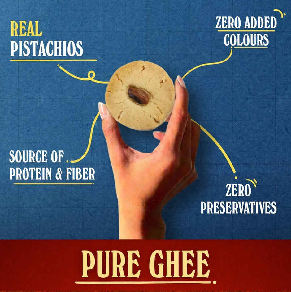 The Baker's Dozen Nankhatai Cookies | 24% Pure Ghee | Real Pistachios | Healthy Cookies | Biscuits