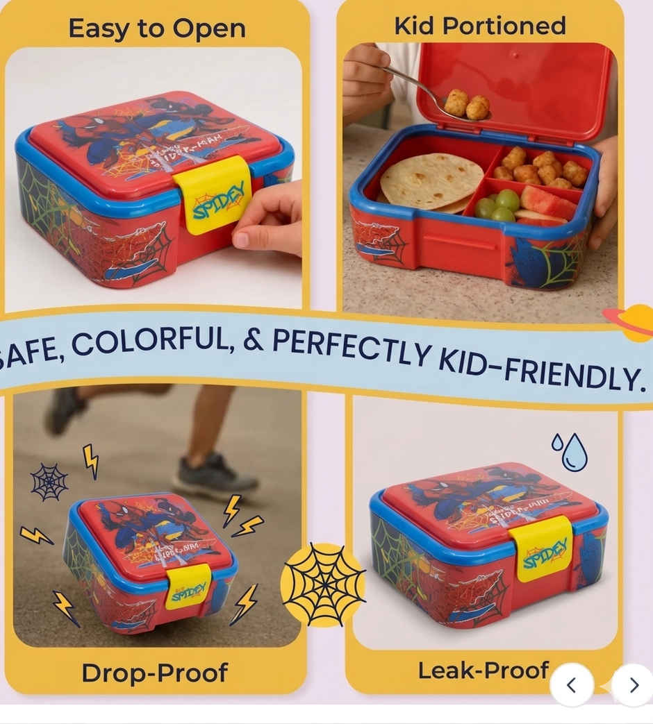 Striders Supreme Multi Compartment Sandwich Box Spiderman Moving Target