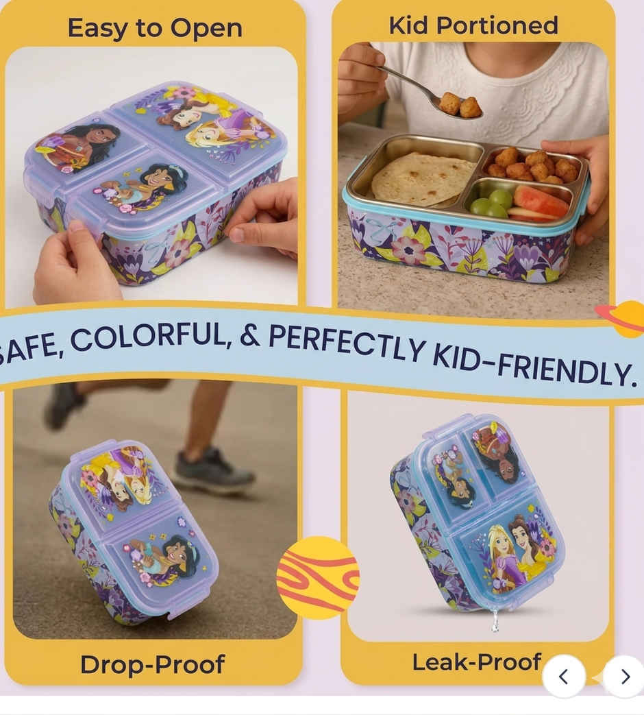Striders Multi Compartment Rectangular Sandwich Box Princess Courageous Heart | XL