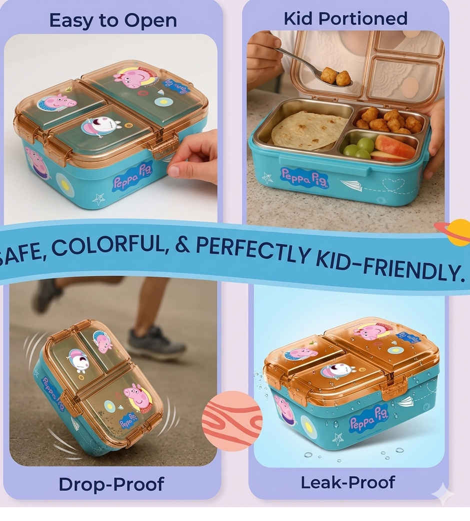 Striders Multi Compartment Rectangular Sandwich Box Peppa Pig Kindness Counts | XL