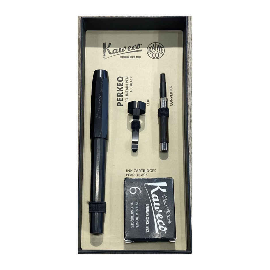 Kaweco Perkeo All Black Gift Set | Fountain Pen, Cartridges, Converter and Clip