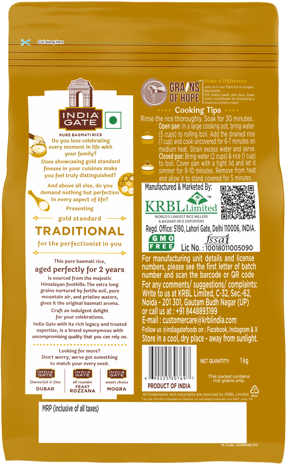 India Gate Traditional Pure Basmati Rice | The Original Basmati Aroma | Aged to Perfection