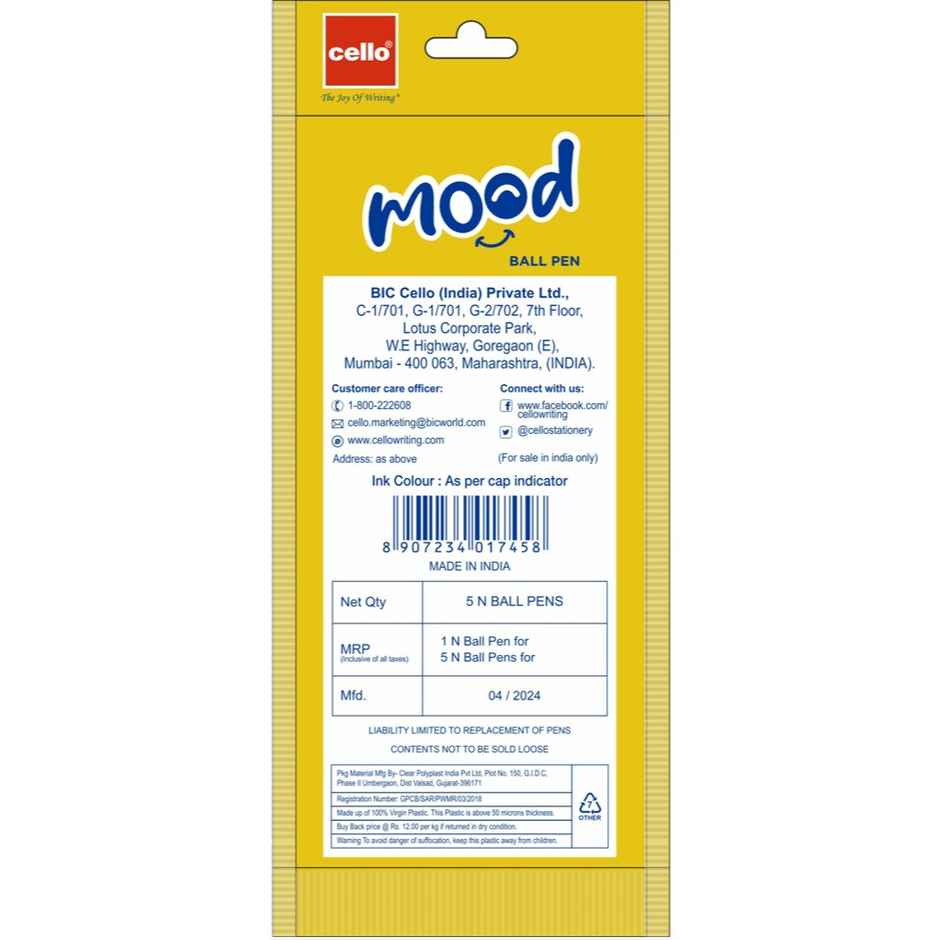 Cello Mood Blue Ball Pen (Pack of 5)