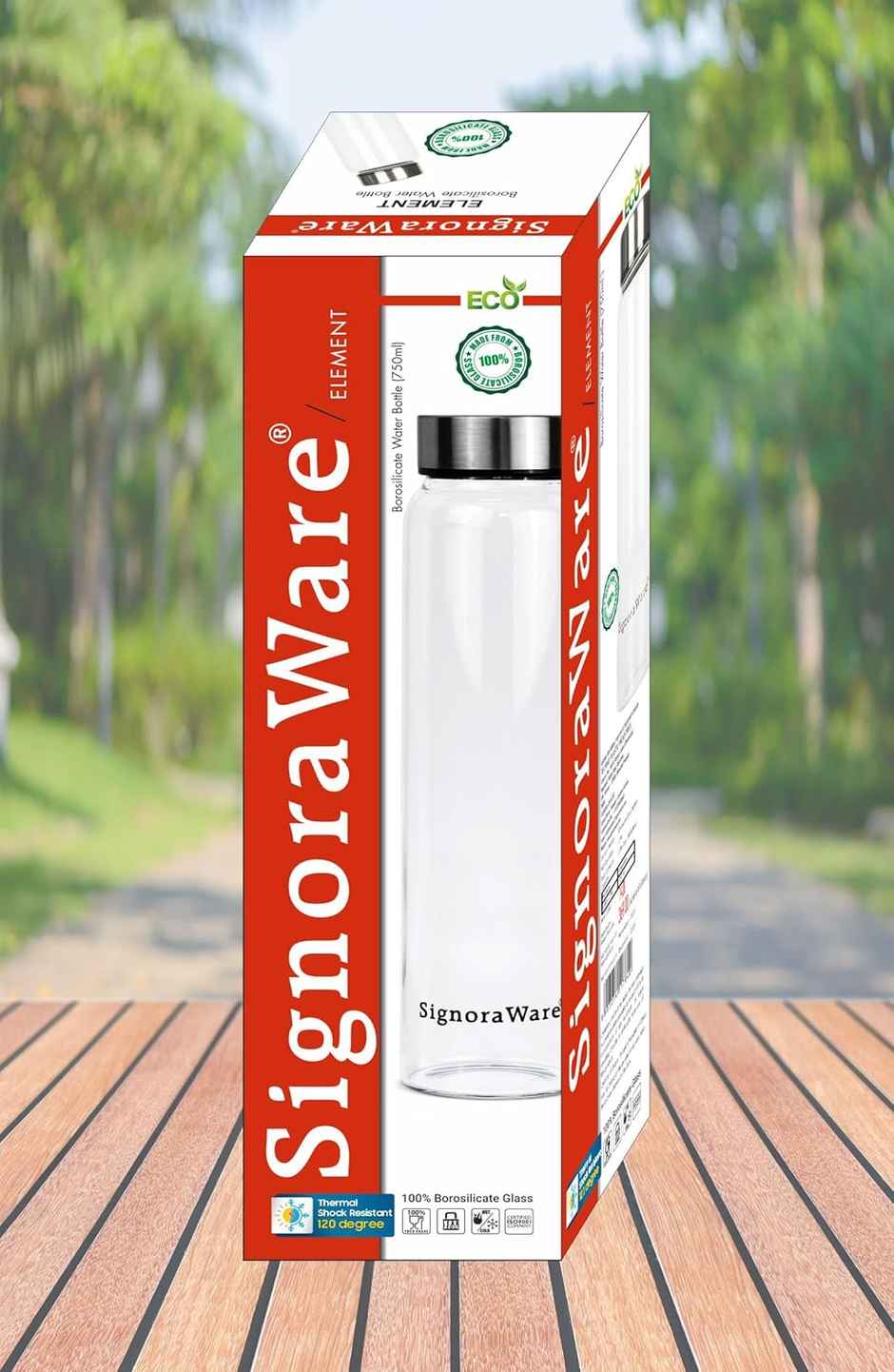 Signoraware Element Glass Water Bottle | 1 L Capacity | Transparent