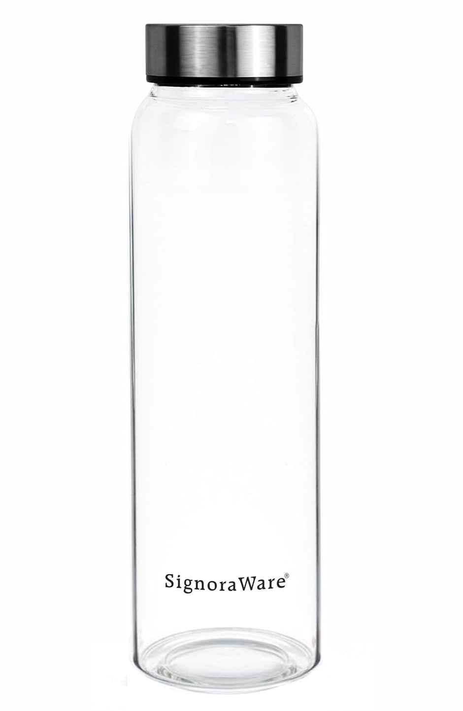 Signoraware Element Glass Water Bottle | 1 L Capacity | Transparent
