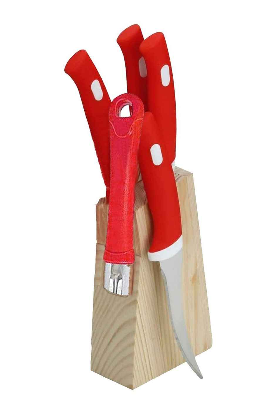 Kuber Industries 6 Pieces Wooden Stand High-Carbon Stainless Steel Kitchen Knife Set