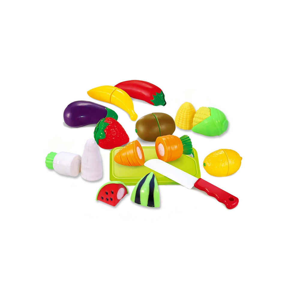 Toyshine Realistic Sliceable Fruits and Vegetables Cutting Play Toy Set | Multicolour