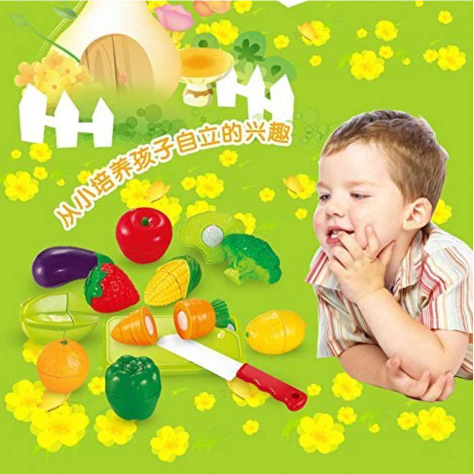 Toyshine Realistic Sliceable Fruits and Vegetables Cutting Play Toy Set | Multicolour