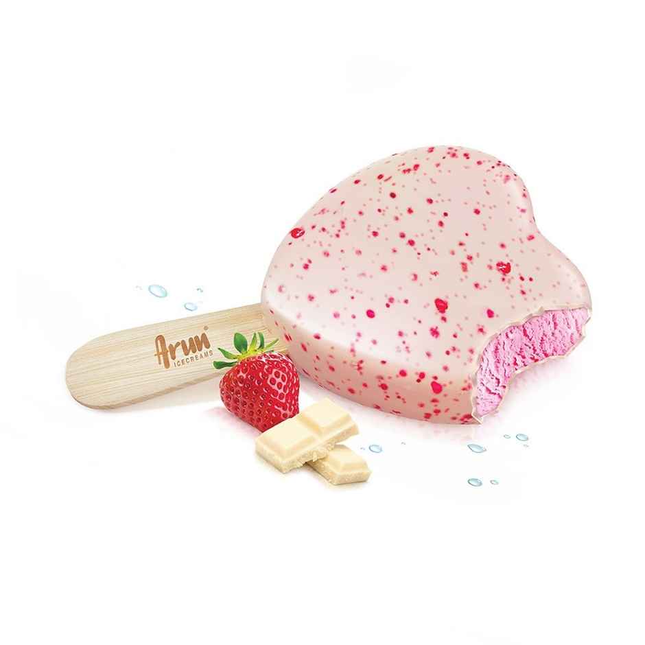 Arun Berry Hearts Ice Cream Stick (50ml) & Floweraura Signature Red Rose In Sleeve (1pc) Combo