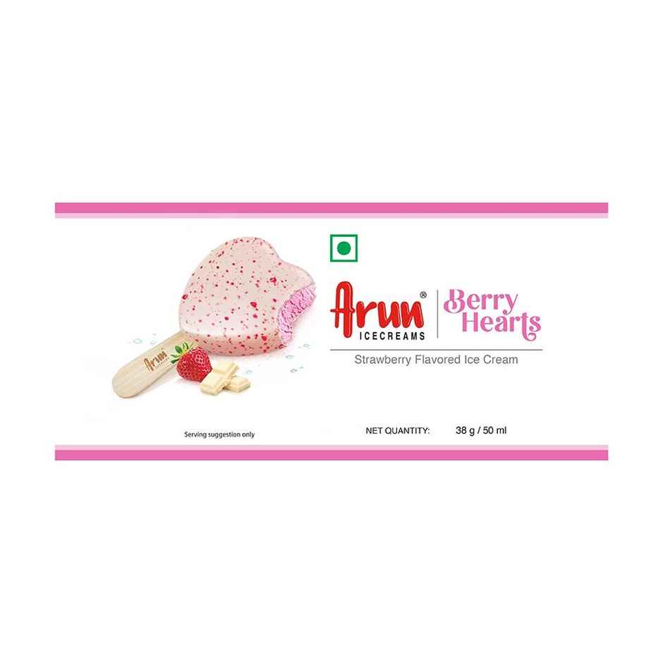 Arun Berry Hearts Ice Cream Stick (50ml) & Floweraura Signature Red Rose In Sleeve (1pc) Combo