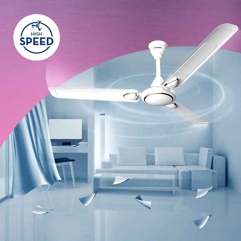Crompton Surebreeze Hillbriz Deco Ceiling Fan, 1200mm/48 inch, Star Rated, White Bronze