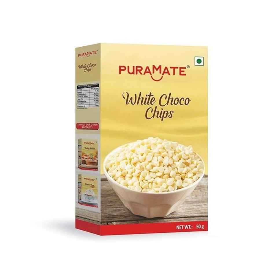 Puramate White Choco Chips | Smooth Melt for Decorating & Baking | Puramate