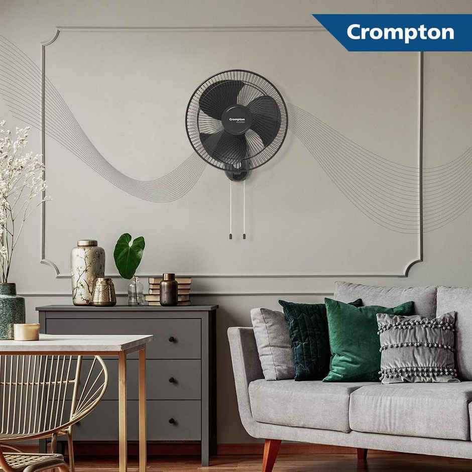 Crompton Torpedo Wall Fan, 400mm, High Speed, Black