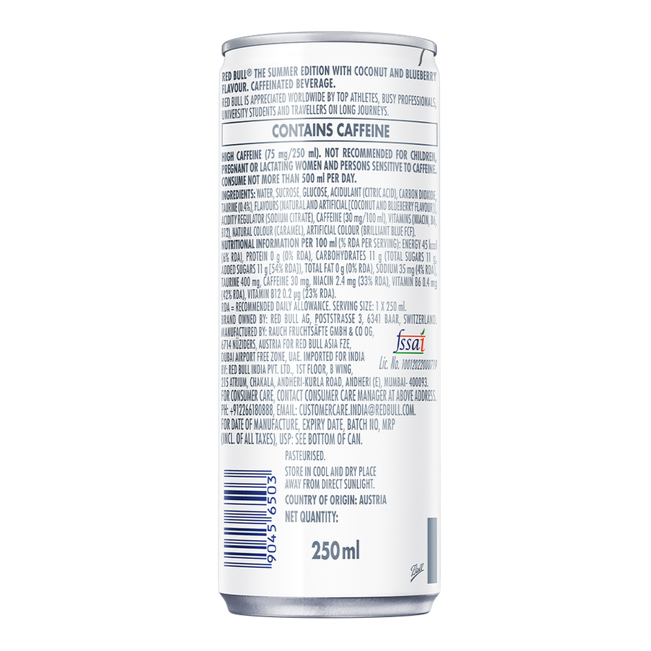 Red Bull Energy Drink Can(250ml), Red Bull Energy Drink Yellow Edition Can(250ml) & Red Bull Energy Drink, The Summer Edition, Coconut Blueberry Flavour(250ml) Combo 