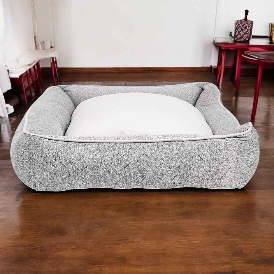 Pawpourri Dog Bed Grey Chevron Cuddler | M-L