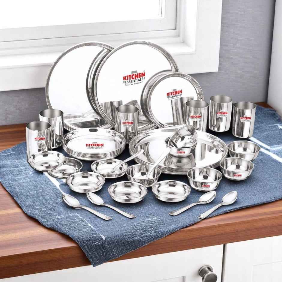 Kitchen Essentials 36 Pcs Stainless Steel Dinner Set (Mirror Finish)