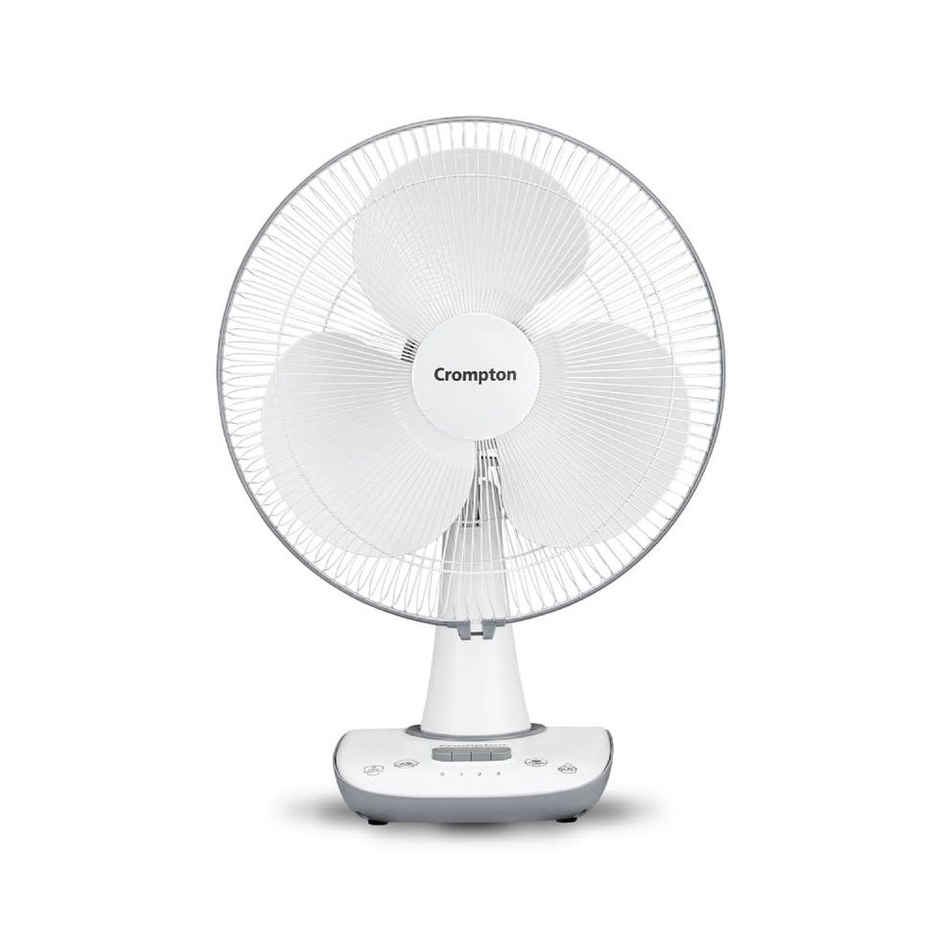 Crompton Wave Star Table Fan, 400mm, High Speed, High Air Delivery, Smooth Oscillation, Cool Grey