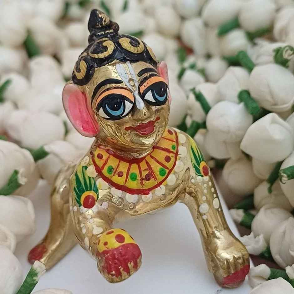 Laddoo Gopal Handpainted Brass Idol | 2.5 inch | Gullak