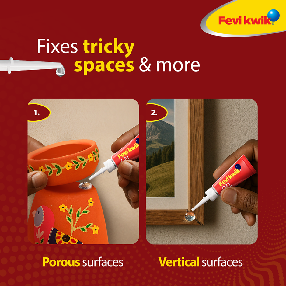 Fevikwik Gel | Instant glue for repair | No spillage | Clear non drip formula | Extra repair time