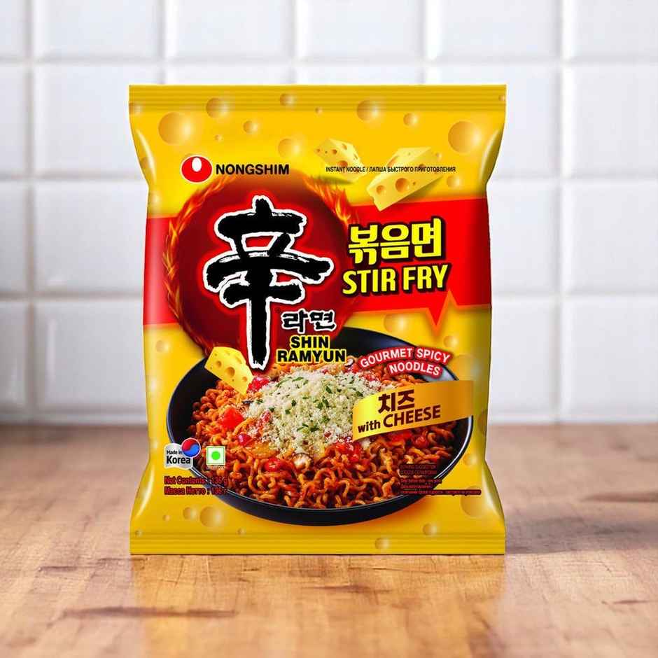 Nongshim Shin Ramyun Noodle Soup(120gms), Nongshim Shin Ramyun Stir Fry Noodles with Cheese(136gms) & Nongshim Shin Red Super Spicy(120gms) Combo