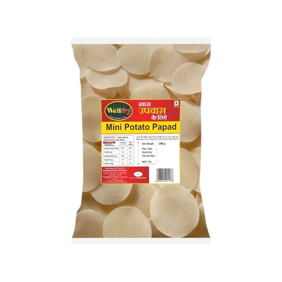 Wellfry Mini Potato Papad | Upwas Papad - Fast Papad-Sendha Namak