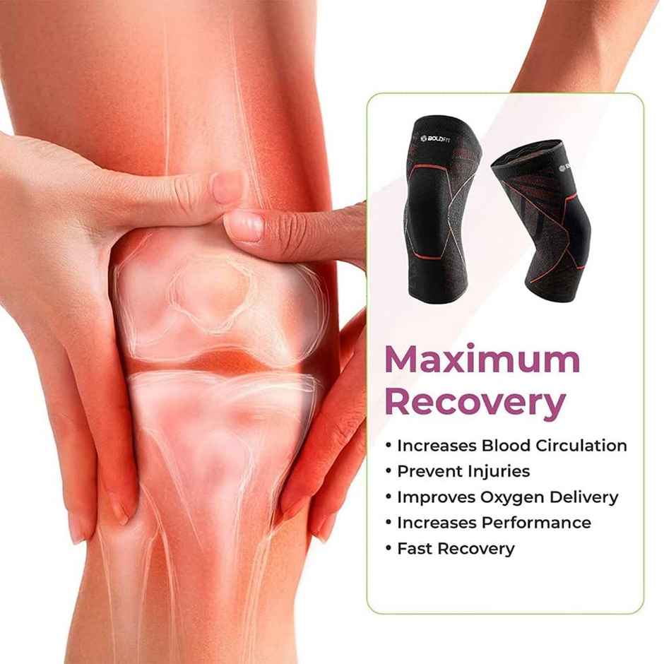 Boldfit Knee Support For Men & Women Leg Sleeves For Gym Squats Red Black Extra Large