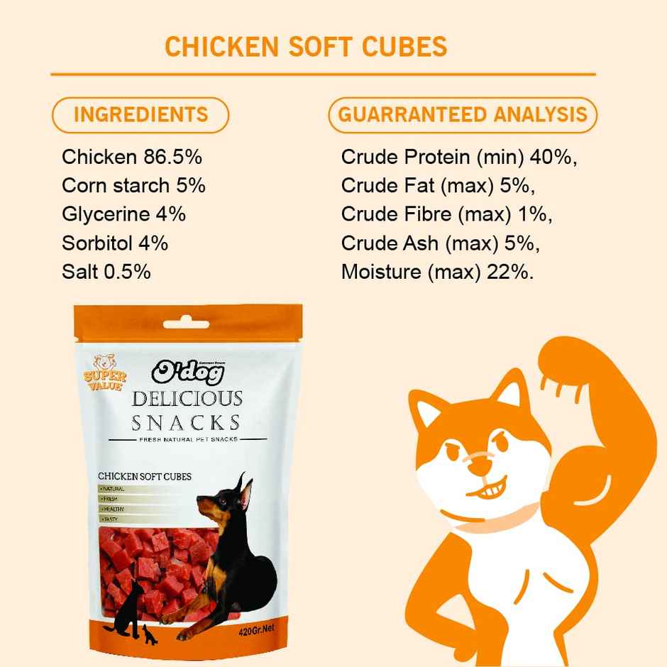 Odog Real Chicken Soft Cubes Dog Treats