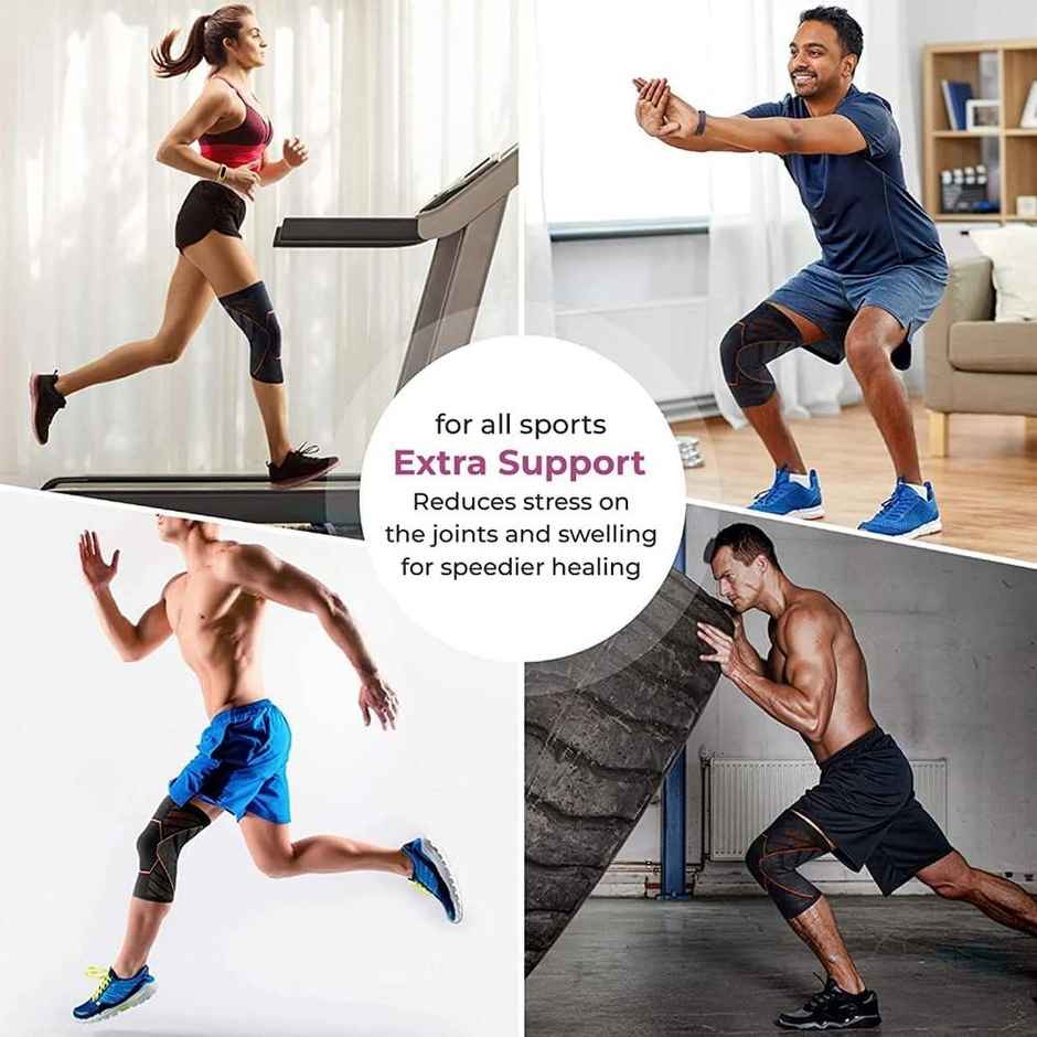 Boldfit Knee Support For Men & Women Leg Sleeves For Gym Squats Red Black Extra Large