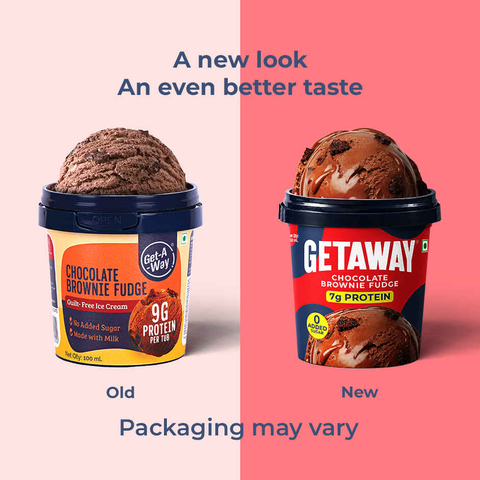 Get-A-Way Chocolate Brownie Fudge High Protein Ice Cream Cup | Zero Added Sugar
