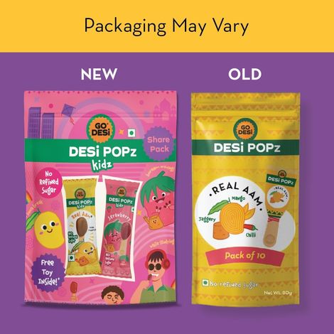 Real Aam (Mango) and Strawberry Desi Popz | No Refined Sugar | Lollipop Candy by GO DESi
