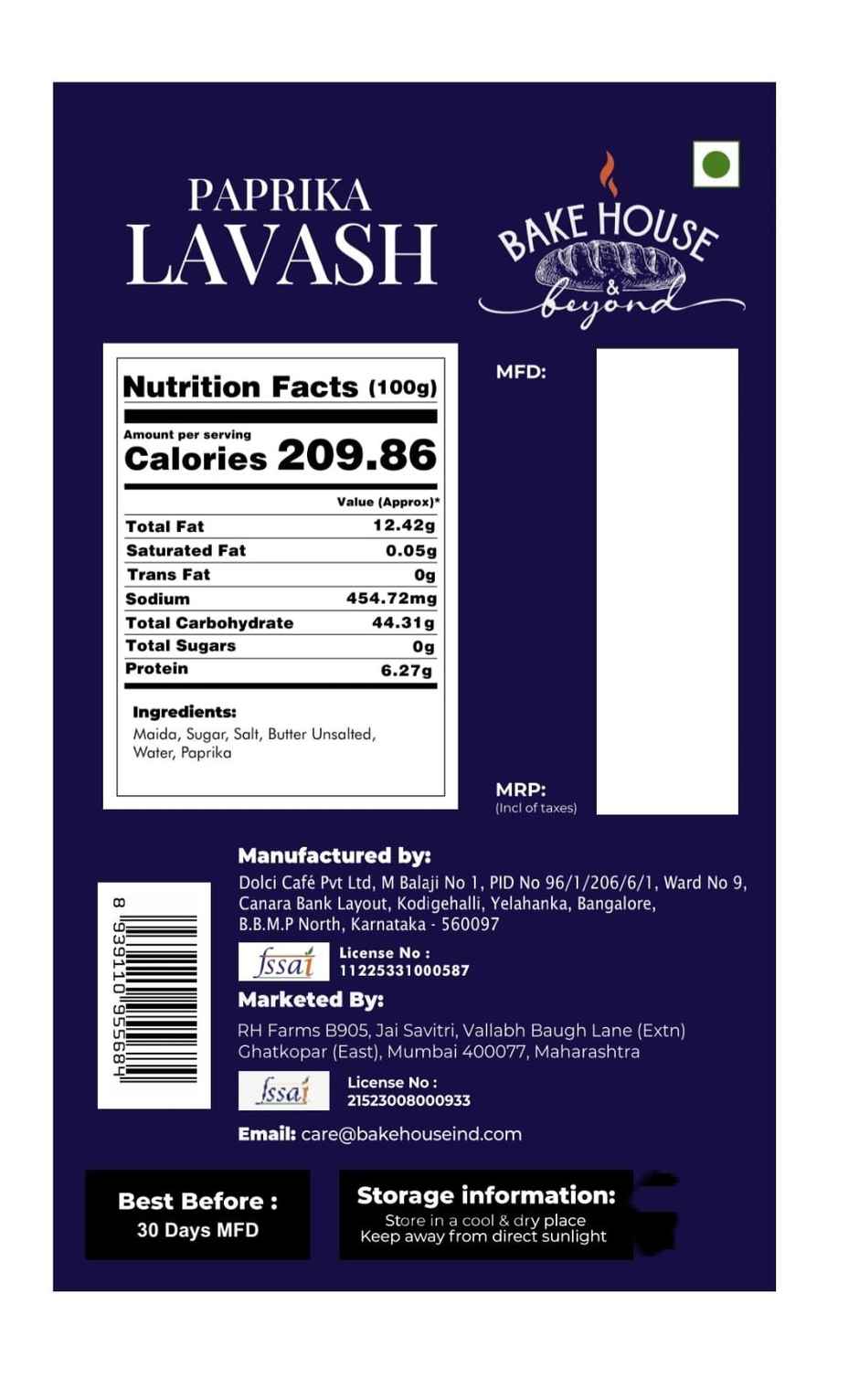 Bakehouse Extra Crispy Paprika Lavash