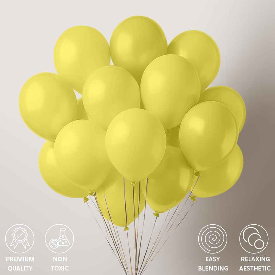 Just Party Lemon Pastel Balloons - Pack Of 25 For Birthday Party Decoration