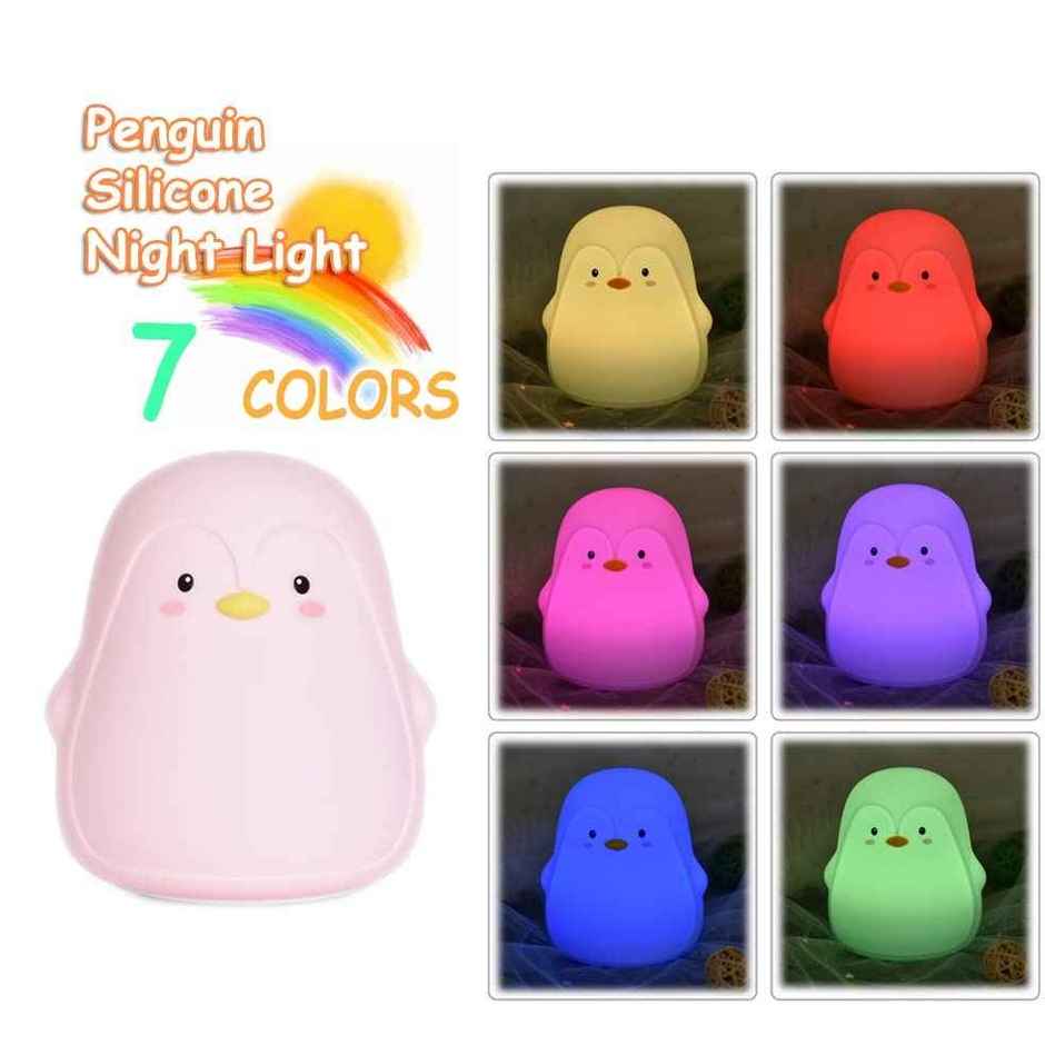 Hashwow Cute Silicon Penguin Night Light LED Bedside Baby Room Soft Lamp with Touch Sensor Control