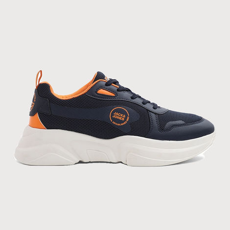 Jack & Jones Men's Navy Blue Colourblocked Chunky Sneakers - 40