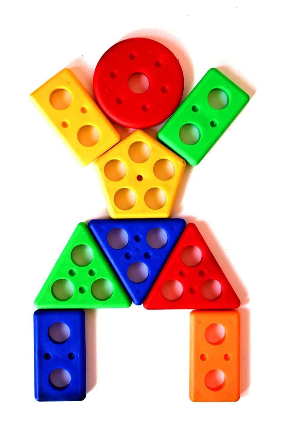 Fablue Geometric Shape Sorting & Stacking Blocks - Educational Learning Puzzle Toy for Kids