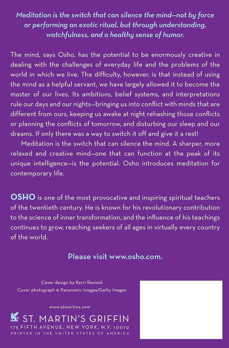 Learning to Silence the Mind: Wellness Through Meditation [Paperback] Osho