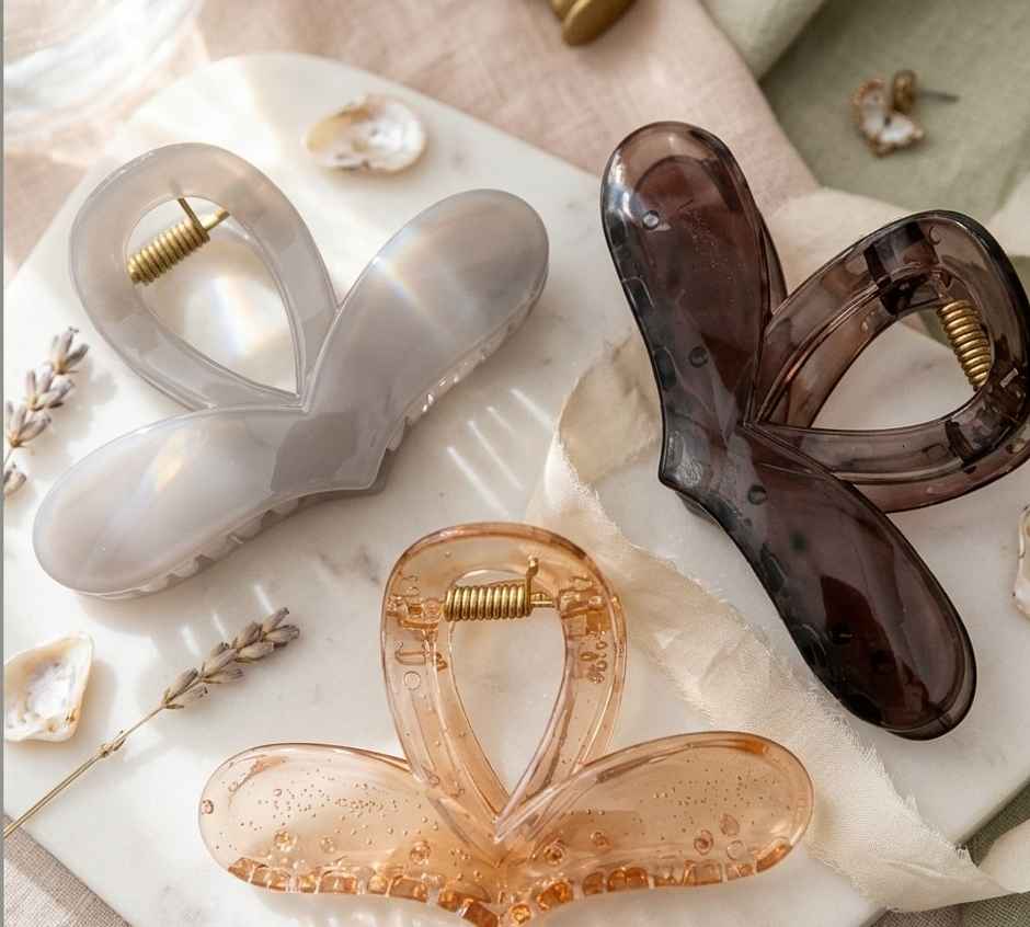 The Opal Factory Hair Accessories | Swan-Shaped Hair Claw Clips | Pack of 3 | Maroon, White, Peach