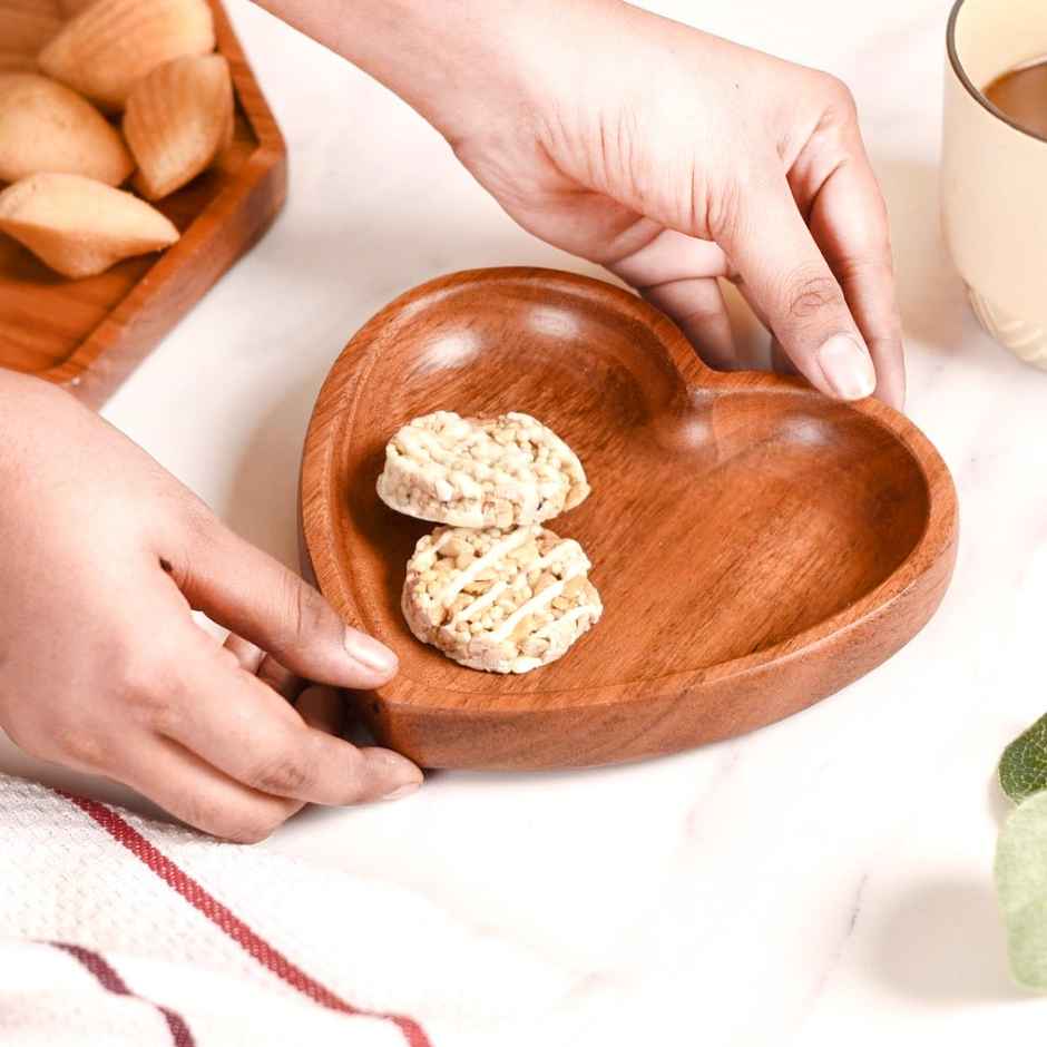 Nestasia Acacia Wood Heart Dessert Plate | 6 in