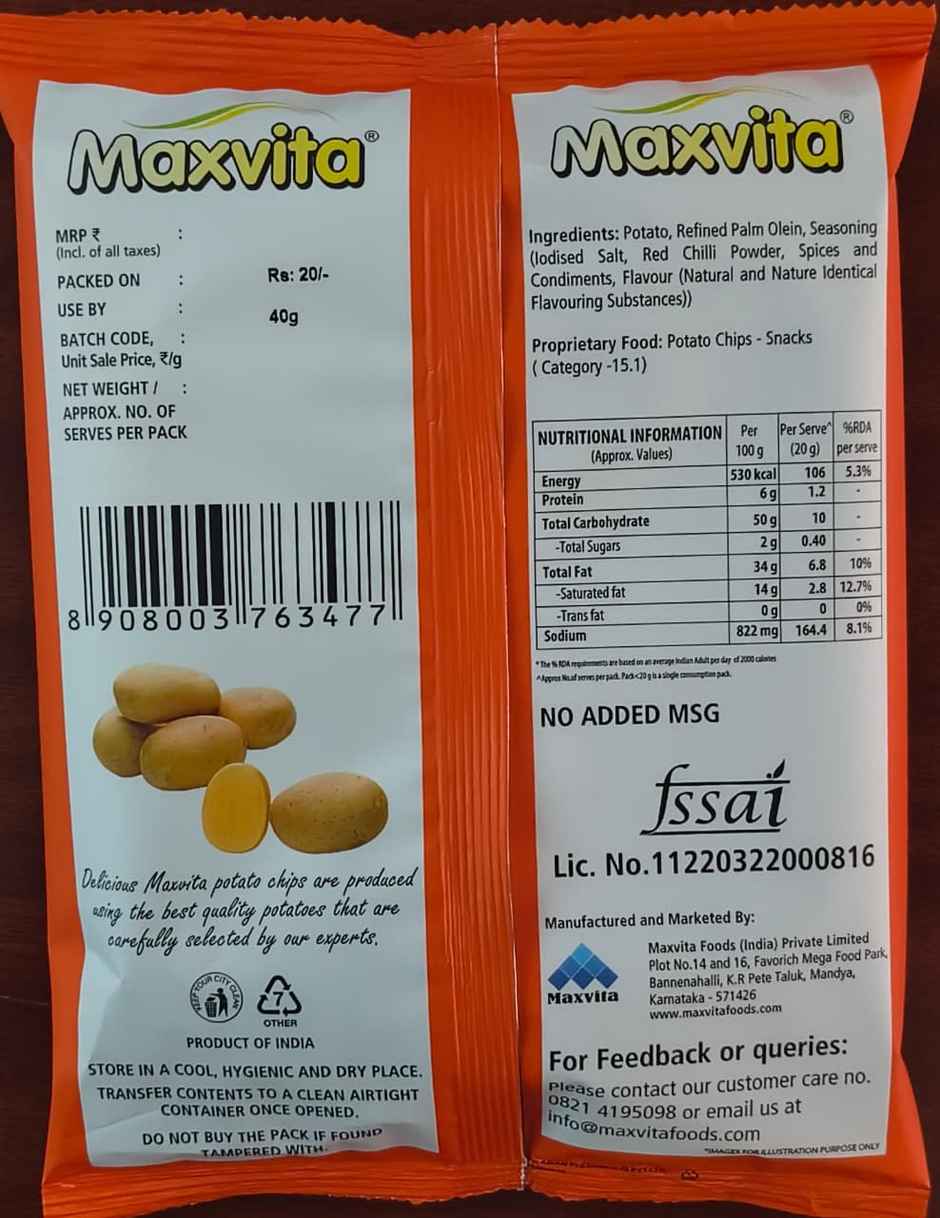 Maxvita Potato Chips Family Packs Chilli Sprinkled