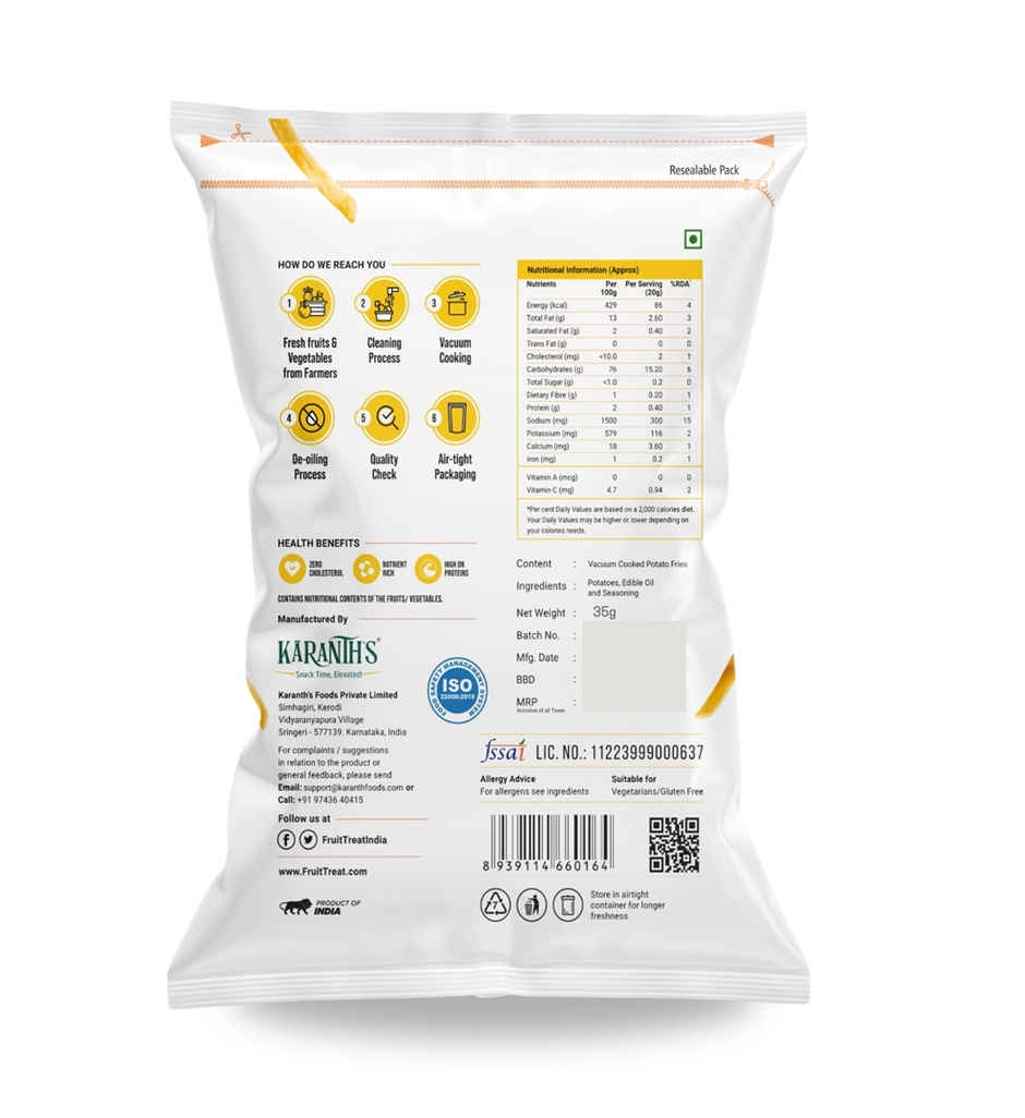 Fruit Treat Vacuum Fried Potato Finger Chips