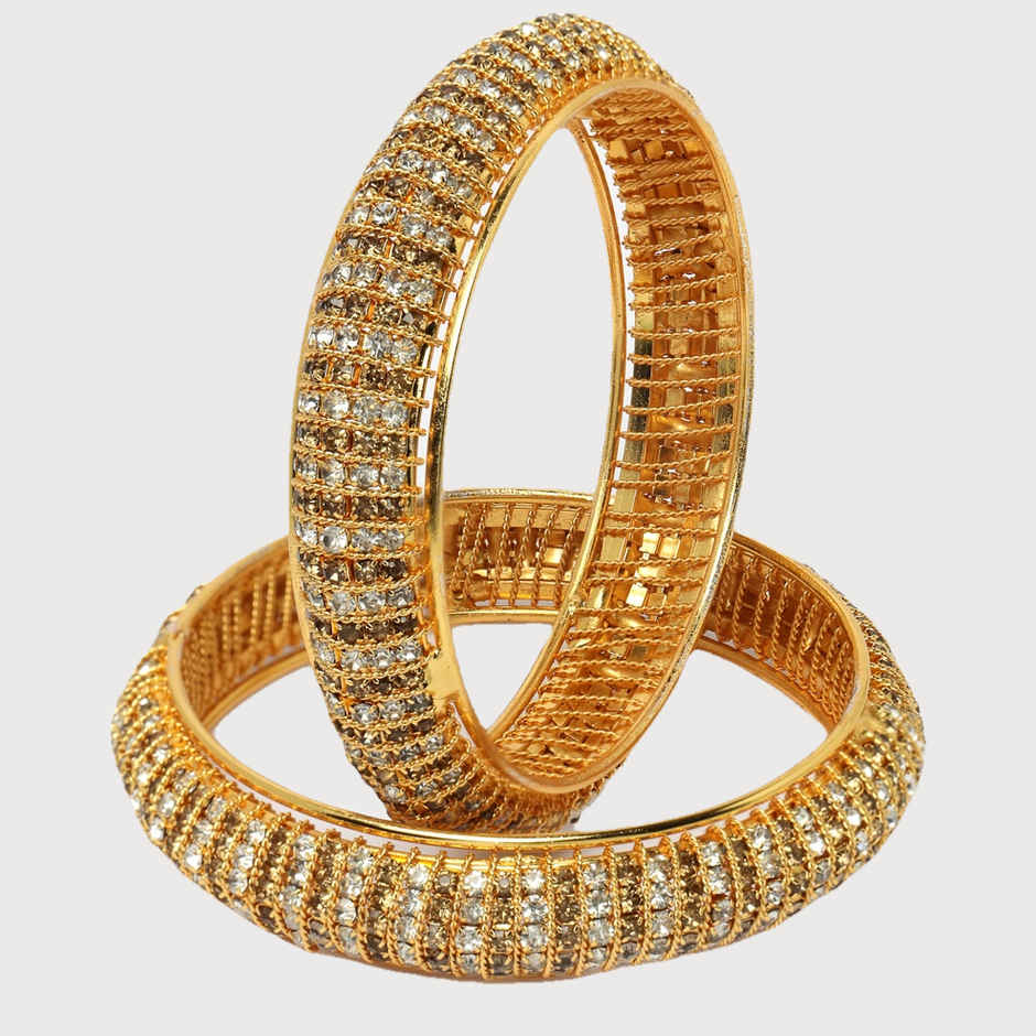 Sukkhi Gold Tone Plated White Broad Bracelet Bangle Set Jewellery for Women - 2.6