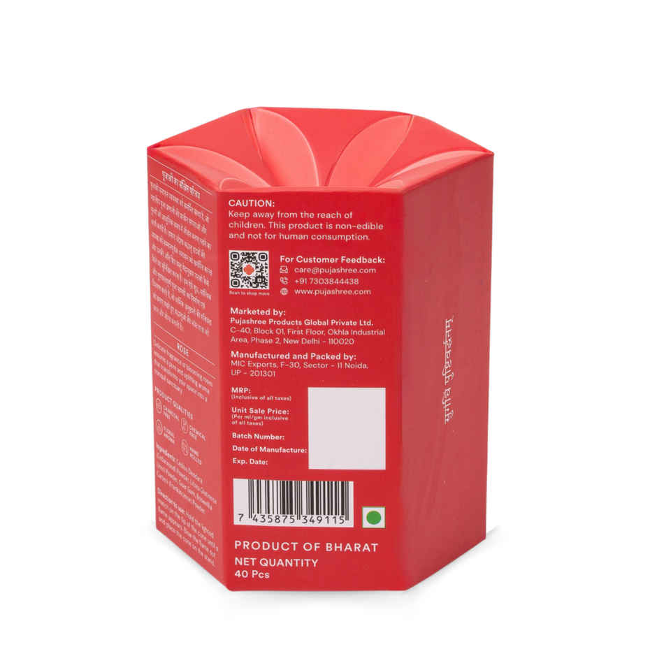 Pujashree Natural Incense Cones Rose | 2 inches